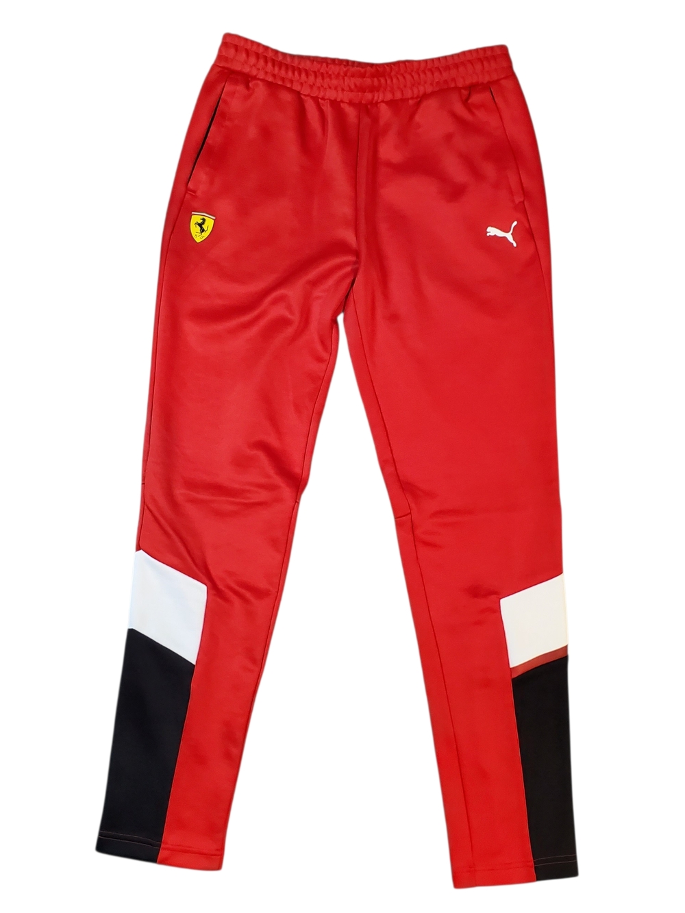 Puma X Ferrari Red Track Pants Mens Size Medium Black and White Panels - Picture 3 of 13